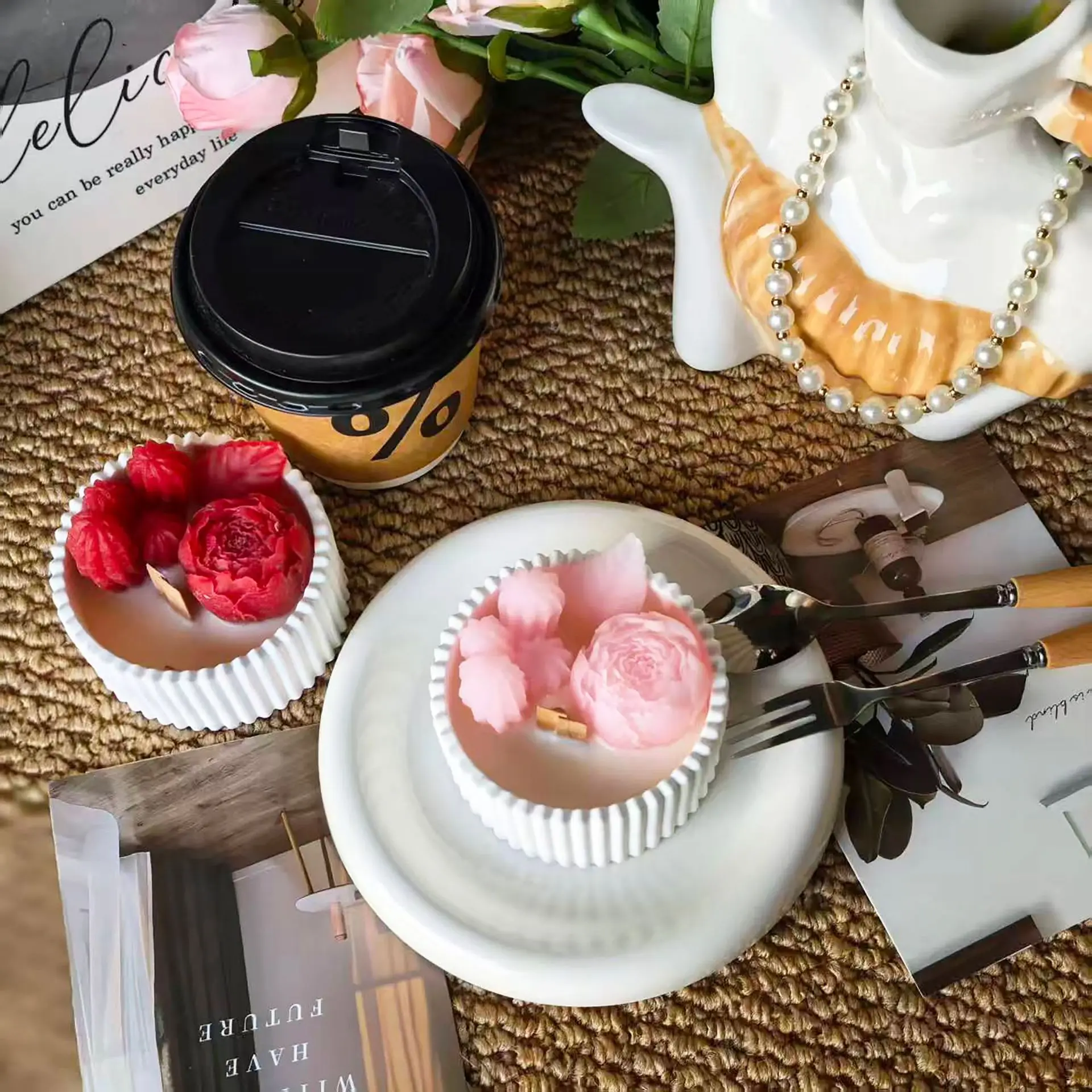 2pcs Floral Rose Cup Scented C - огляд і ціна Paraffin Wax